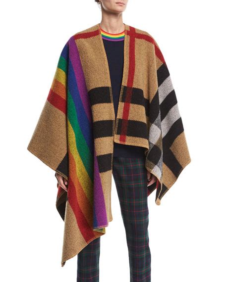 rainbow cape burberry|Burberry Mega Rainbow Check Cape .